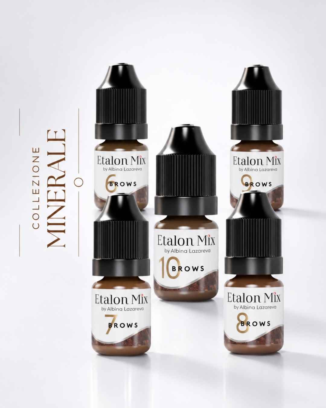 Collezione Etalon Mix Mineral Series con cinque pigmenti minerali per sopracciglia