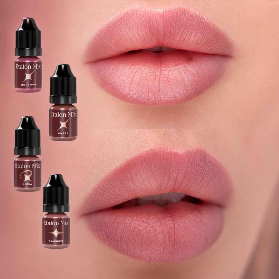Esempio cromatico con Etalon Mix Milky Way – viola freddo intenso per labbra PMU